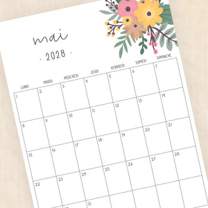 calendrier 2028 à imprimer