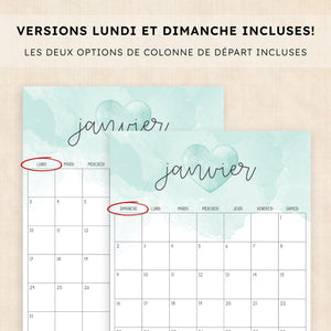 calendrier 2028 à imprimer