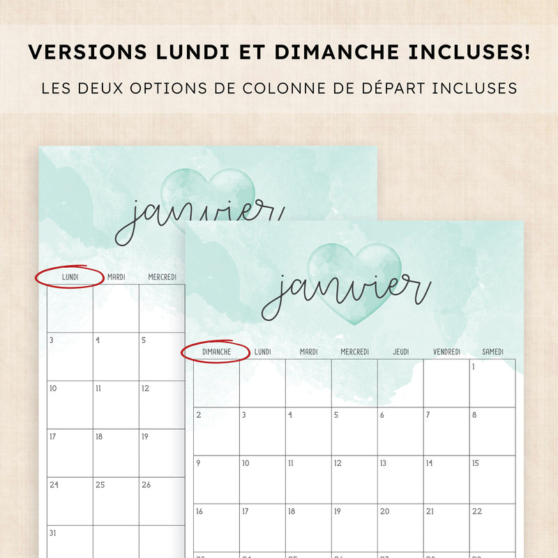calendrier 2028 à imprimer
