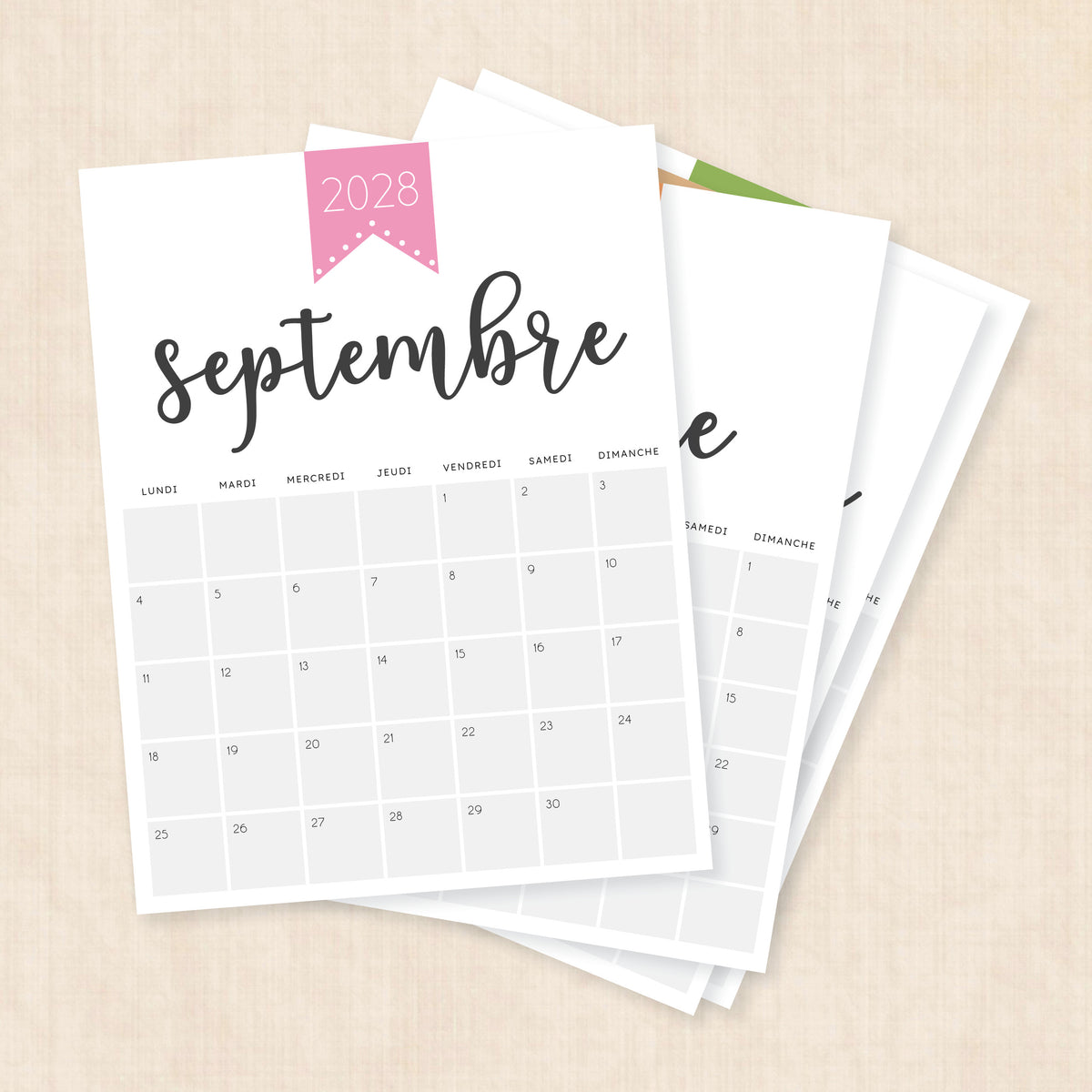 calendrier 2028 à imprimer