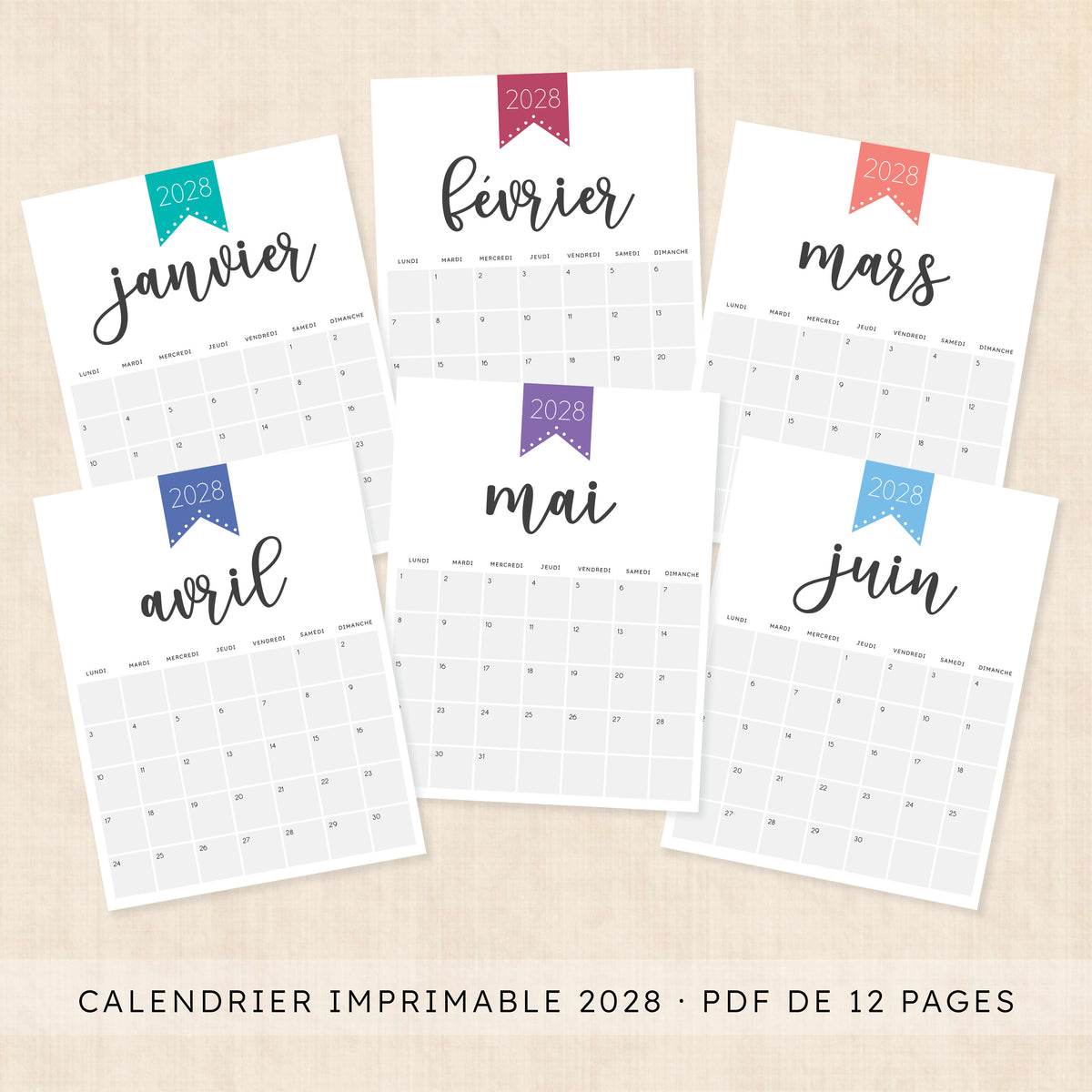 calendrier 2028 à imprimer