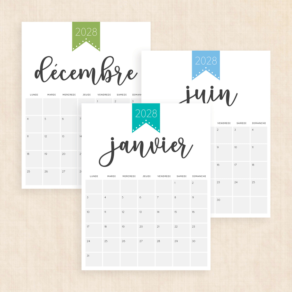 calendrier 2028 à imprimer