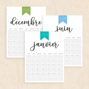 calendrier 2028 à imprimer