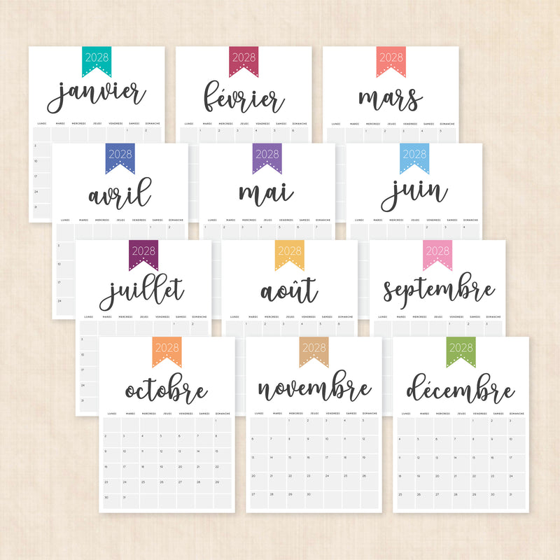 calendrier 2028 à imprimer