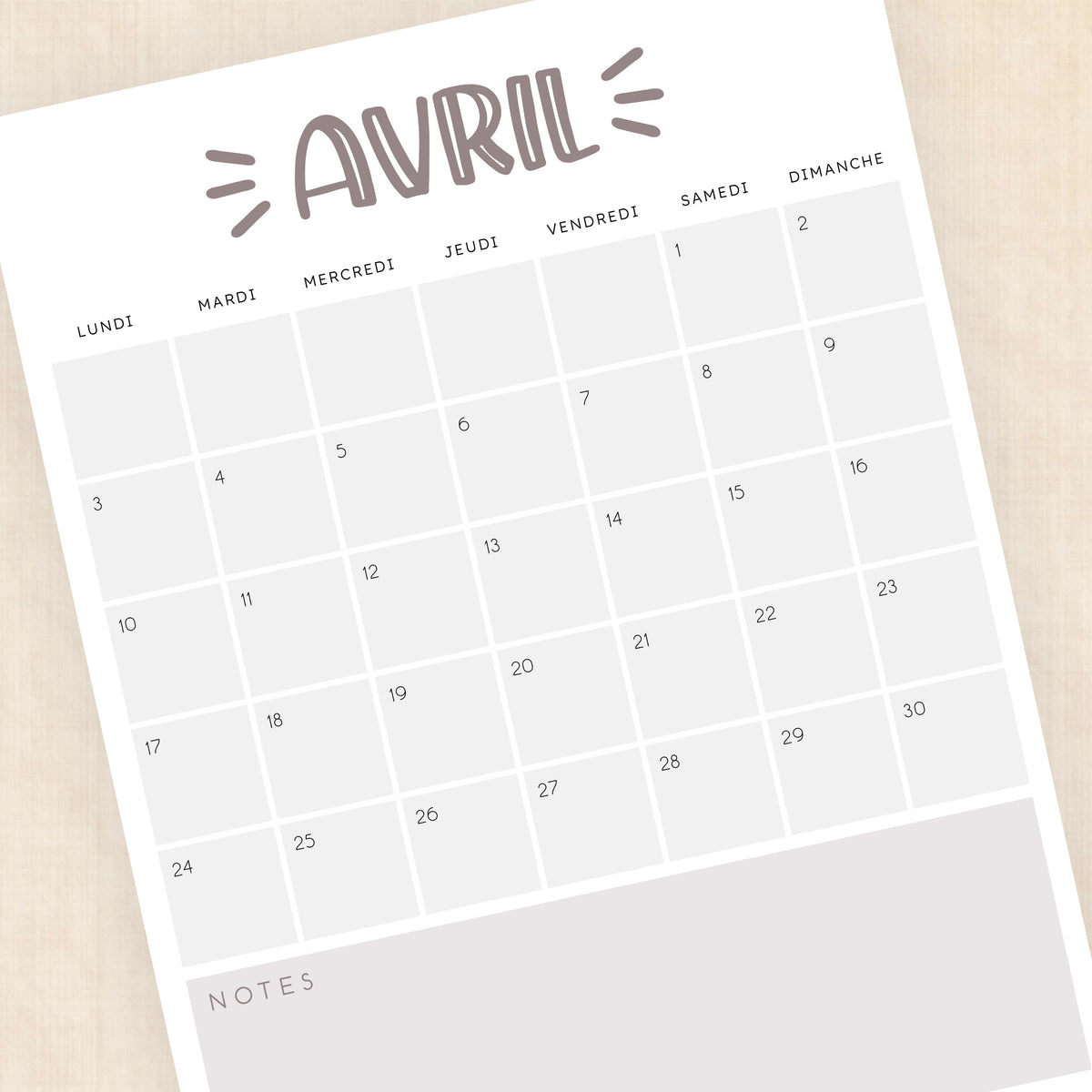 calendrier 2028 à imprimer