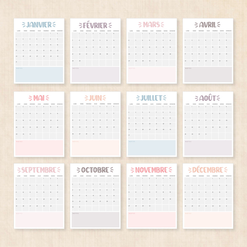 calendrier 2028 à imprimer