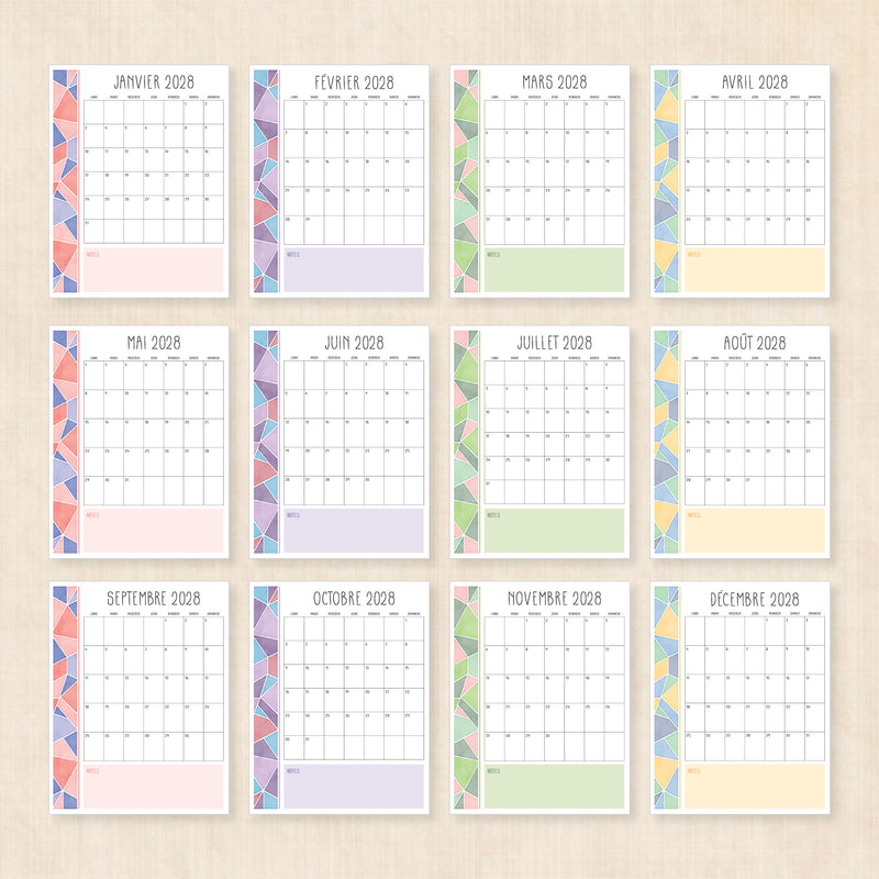 calendrier 2028 à imprimer