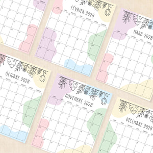 calendrier 2028 à imprimer