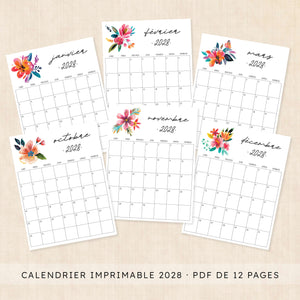 calendrier 2028 à imprimer