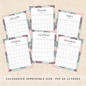 calendrier 2028 à imprimer