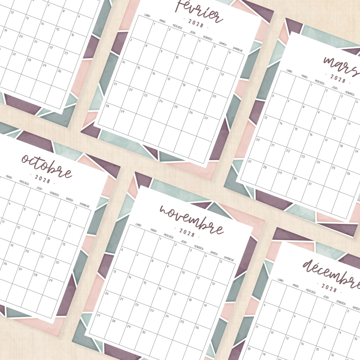 Calendrier 2028 Imprimer Majestic Mosaic calendrier-2028-imprimer-majestic-mosaic
