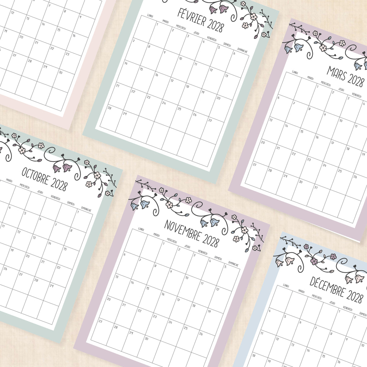 calendrier 2028 à imprimer