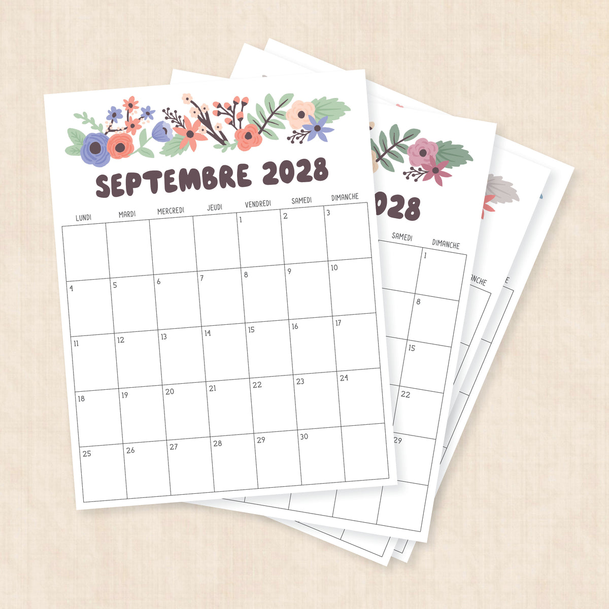 calendrier 2028 à imprimer