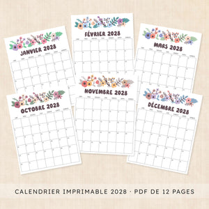 calendrier 2028 à imprimer