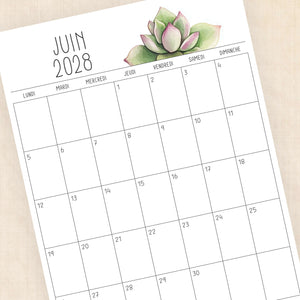 calendrier 2028 à imprimer