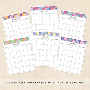 calendrier 2028 à imprimer
