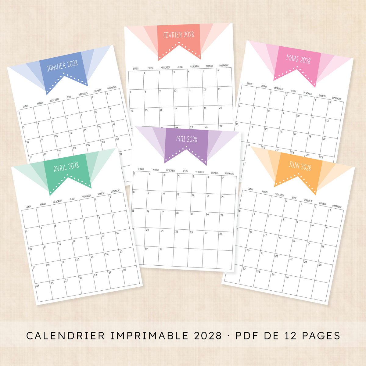 calendrier 2028 à imprimer