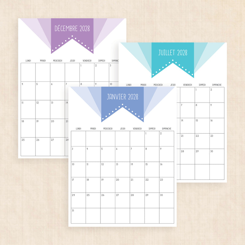 calendrier 2028 à imprimer