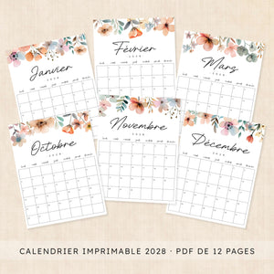 calendrier 2028 à imprimer
