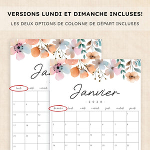 calendrier 2028 à imprimer