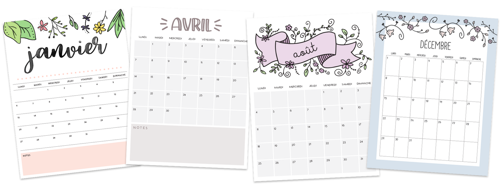 calendrier à imprimer