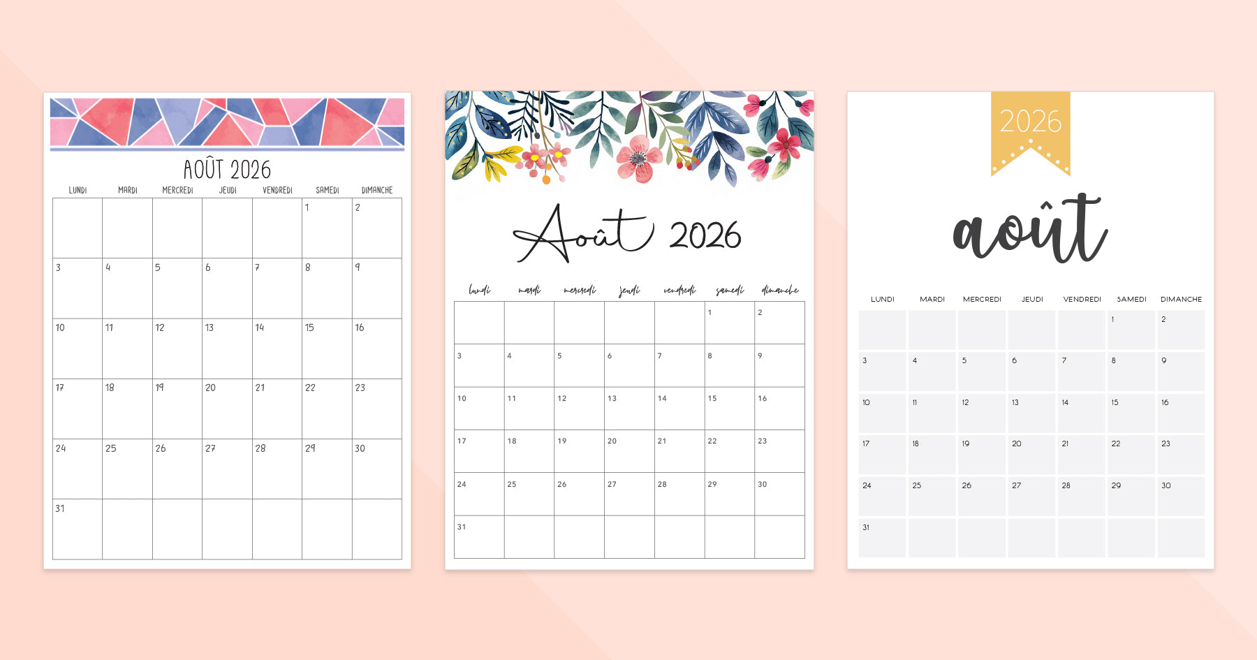 calendrier août 2026 à imprimer