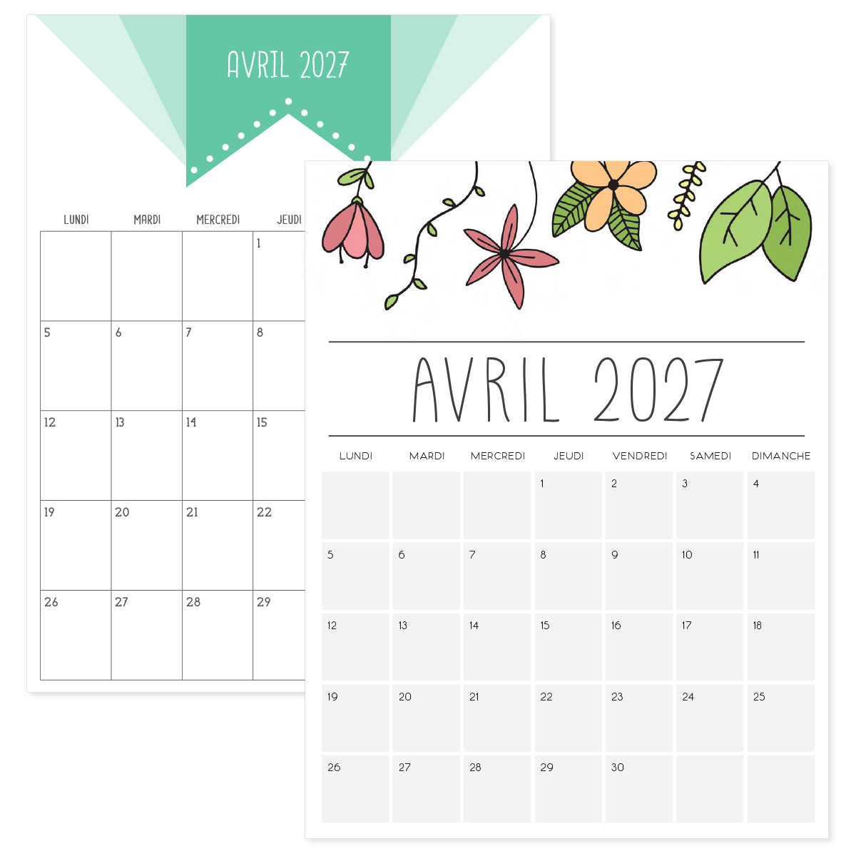 calendrier avril 2027