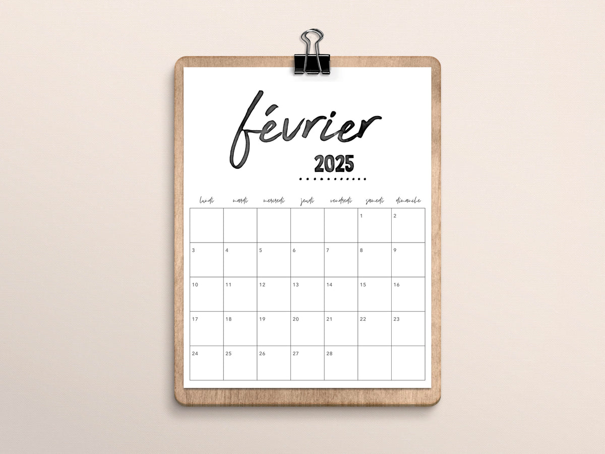 calendrier février 2025
