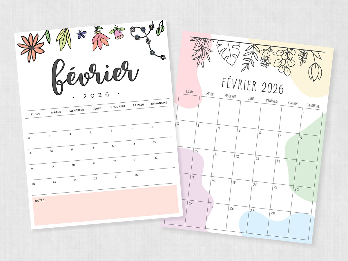 calendrier février 2026