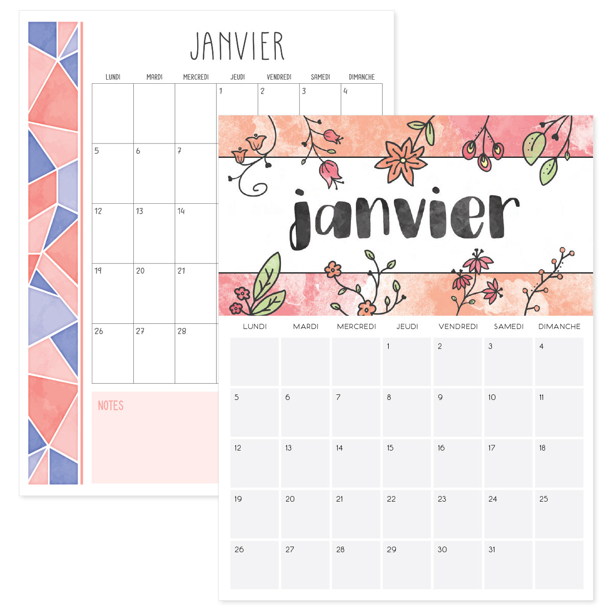 calendrier janvier