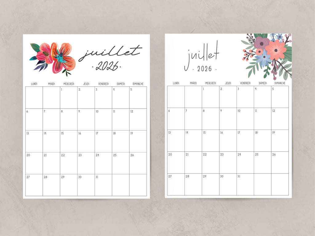 calendrier juillet 2026