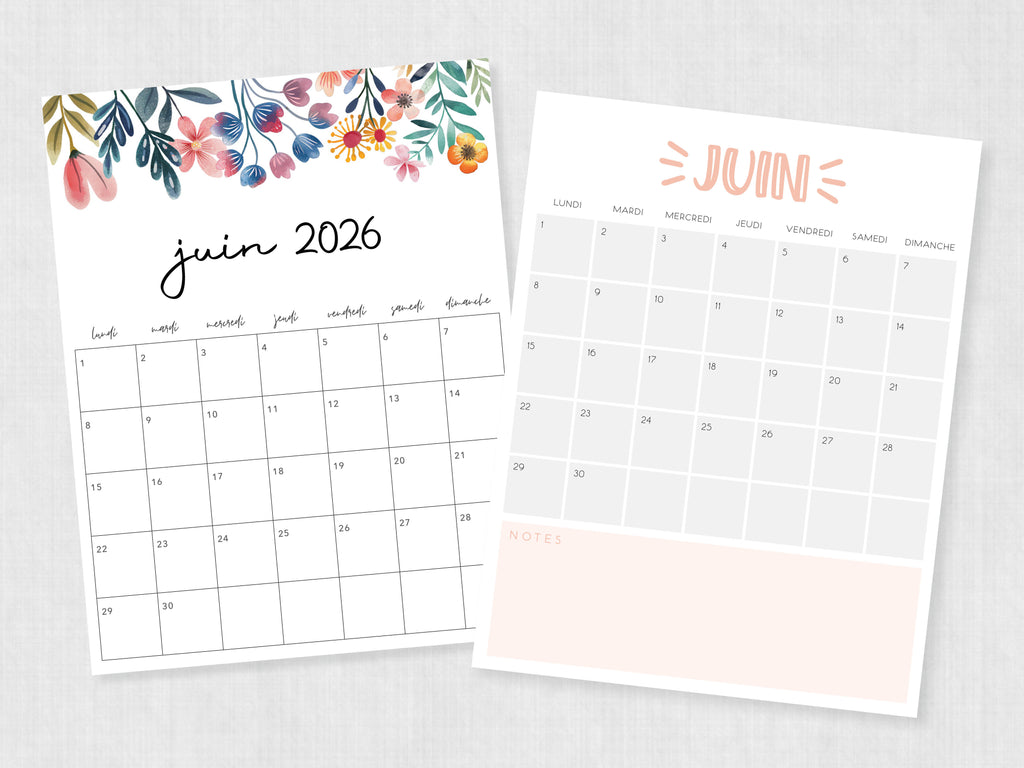 calendrier juin 2026