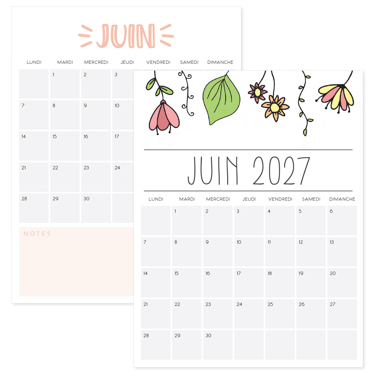 calendrier juin 2027