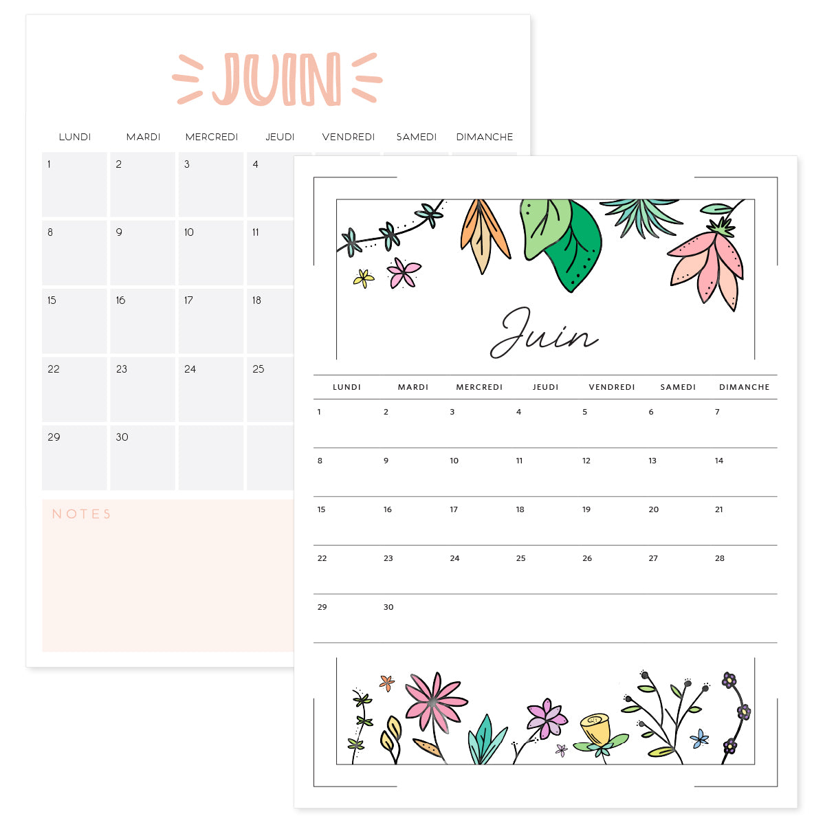 calendrier juin