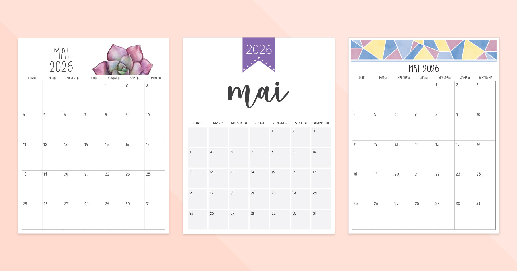 calendrier mai 2026 à imprimer