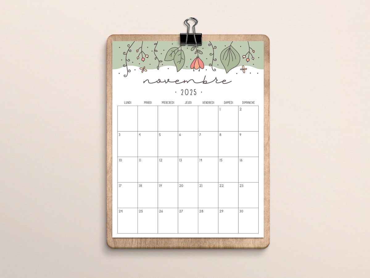 calendrier novembre 2025
