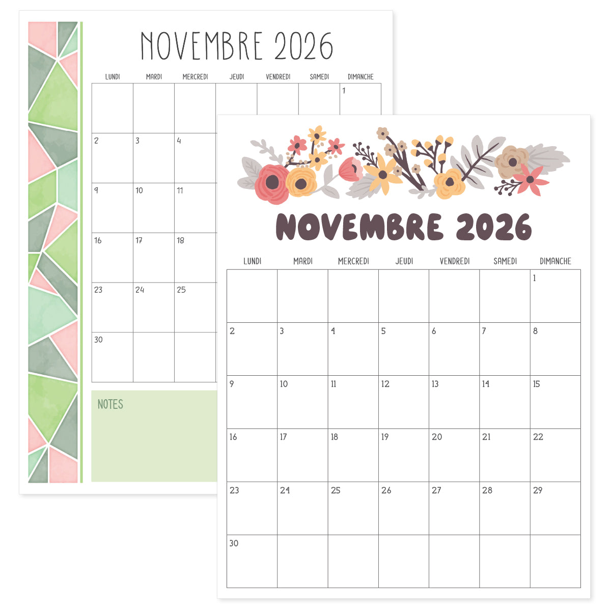 calendrier novembre 2026