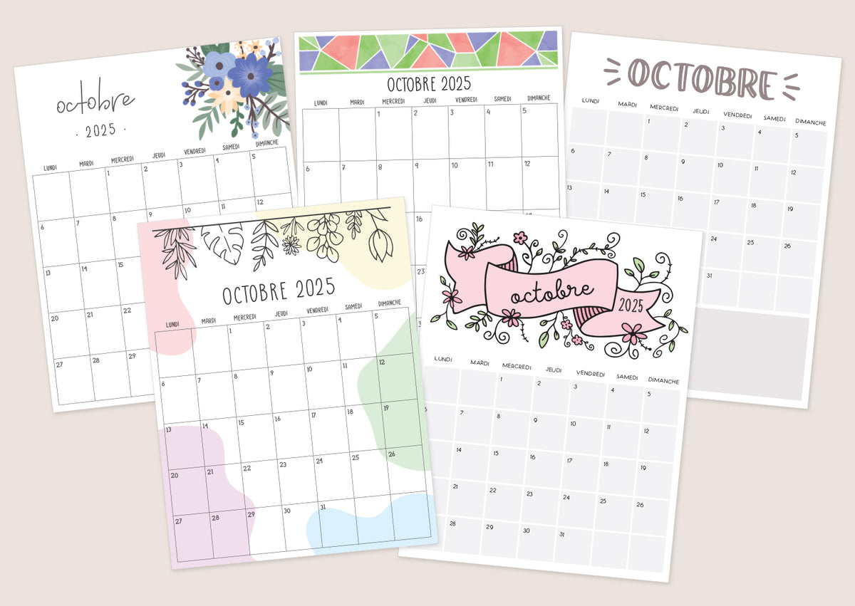 calendrier octobre 2025