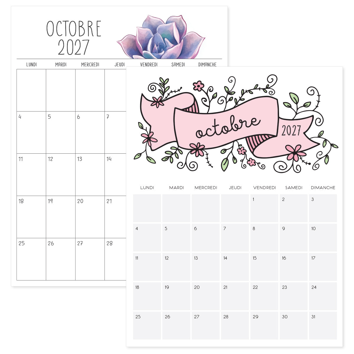 calendrier octobre 2027