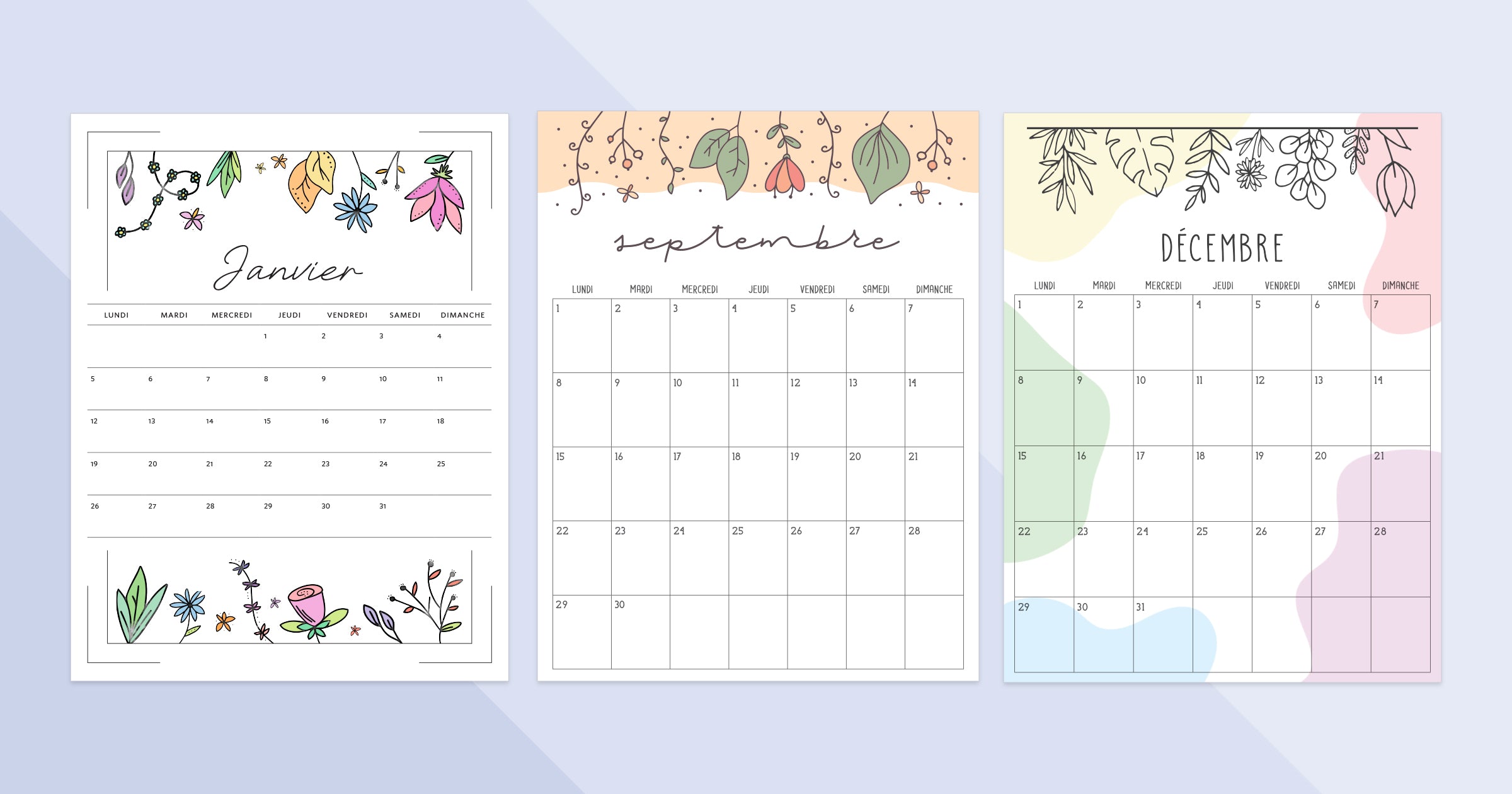 calendrier pdf à imprimer
