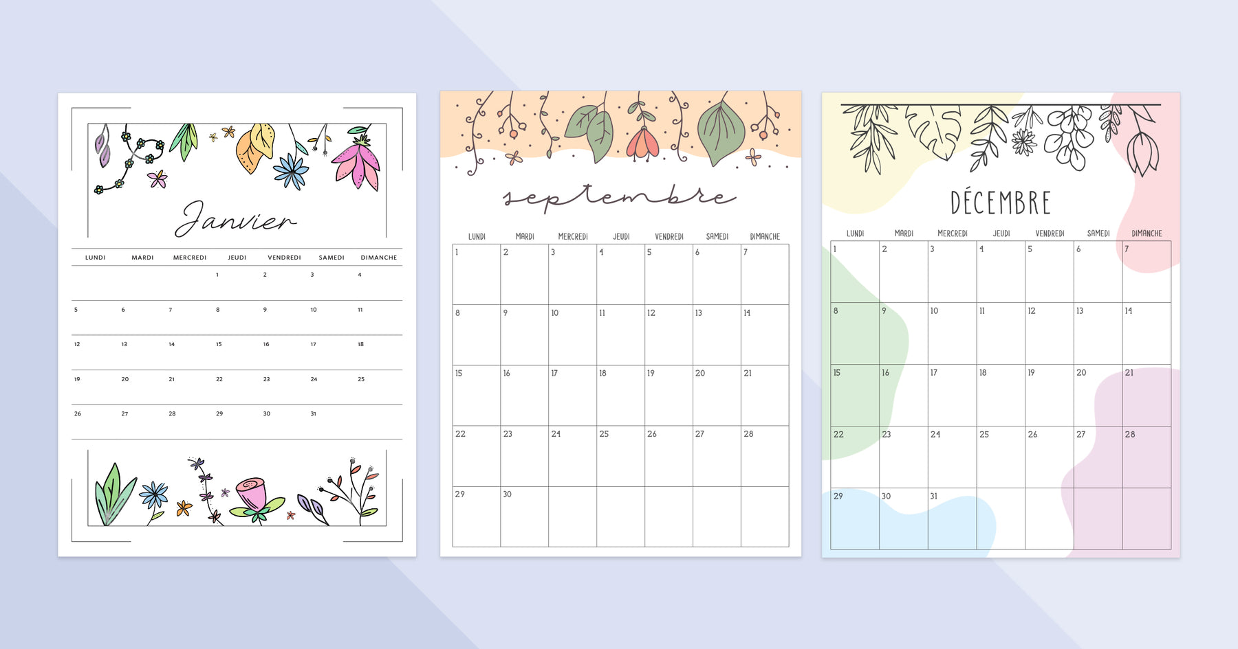 calendrier pdf à imprimer