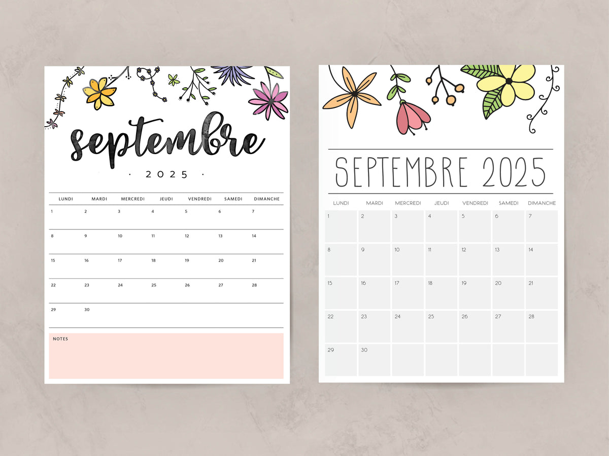 calendrier septembre 2025
