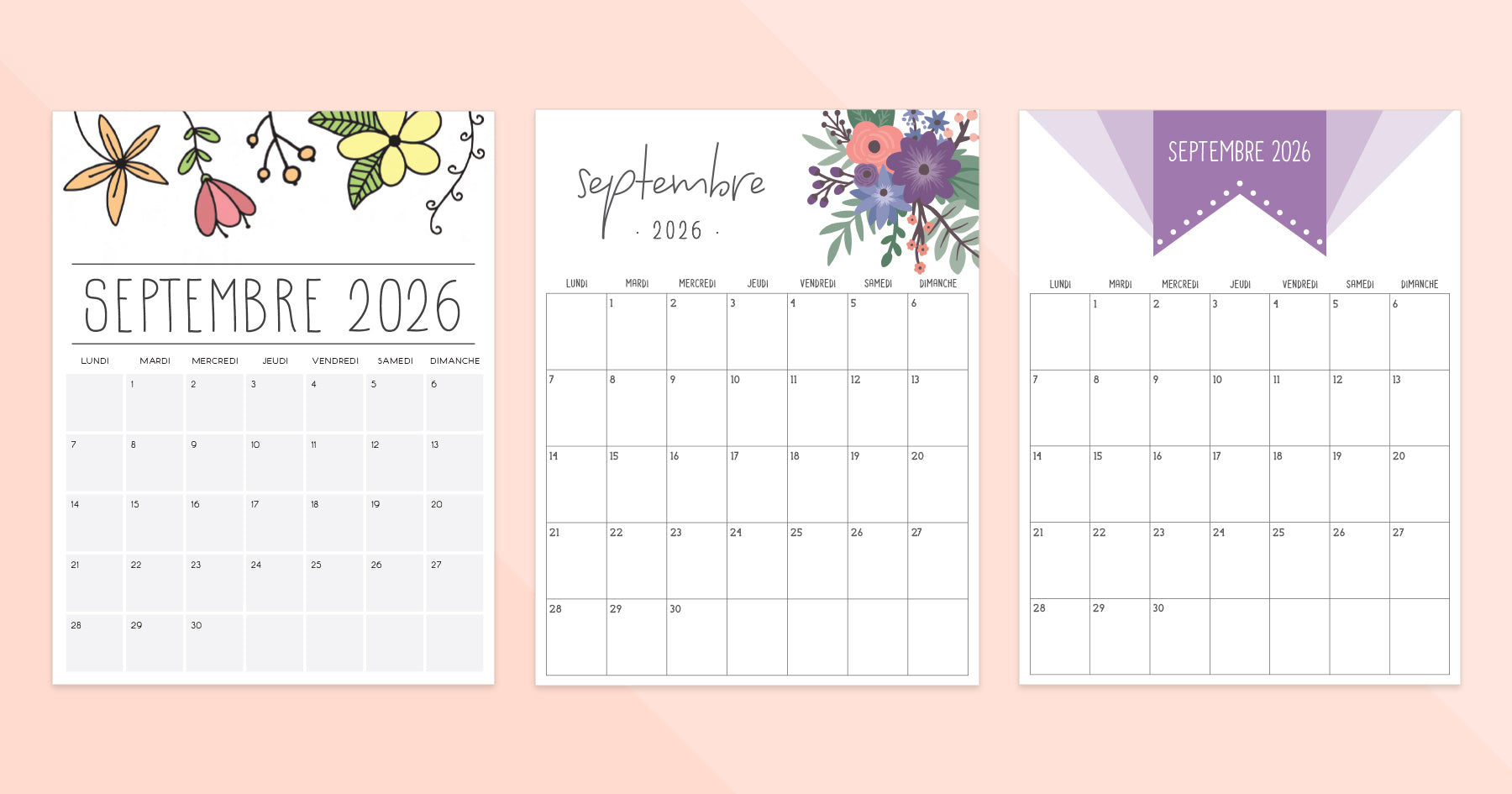 calendrier septembre 2026 à imprimer