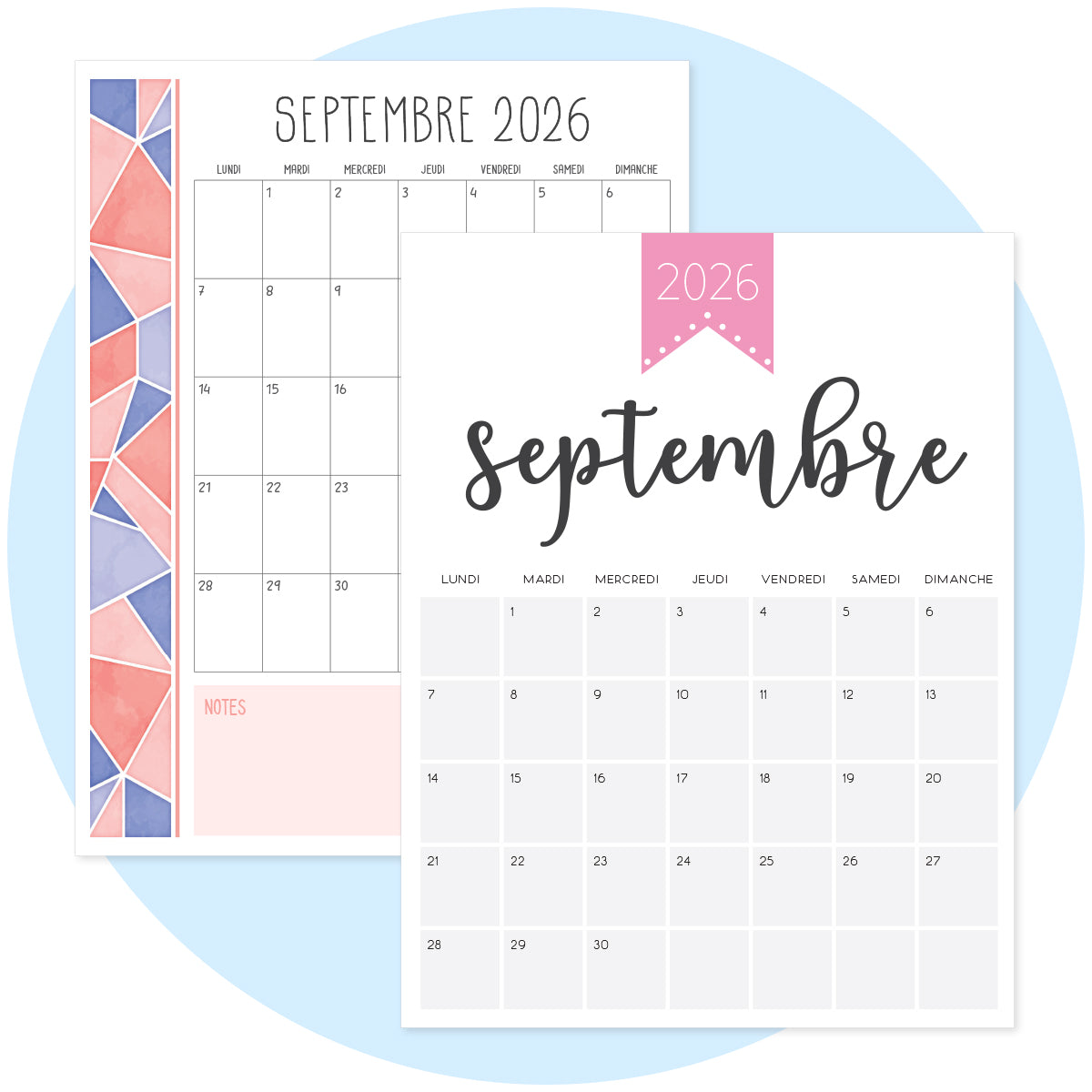 Calendrier Septembre 2026 PDF Imprimer calendrier-septembre-2026-pdf-imprimer