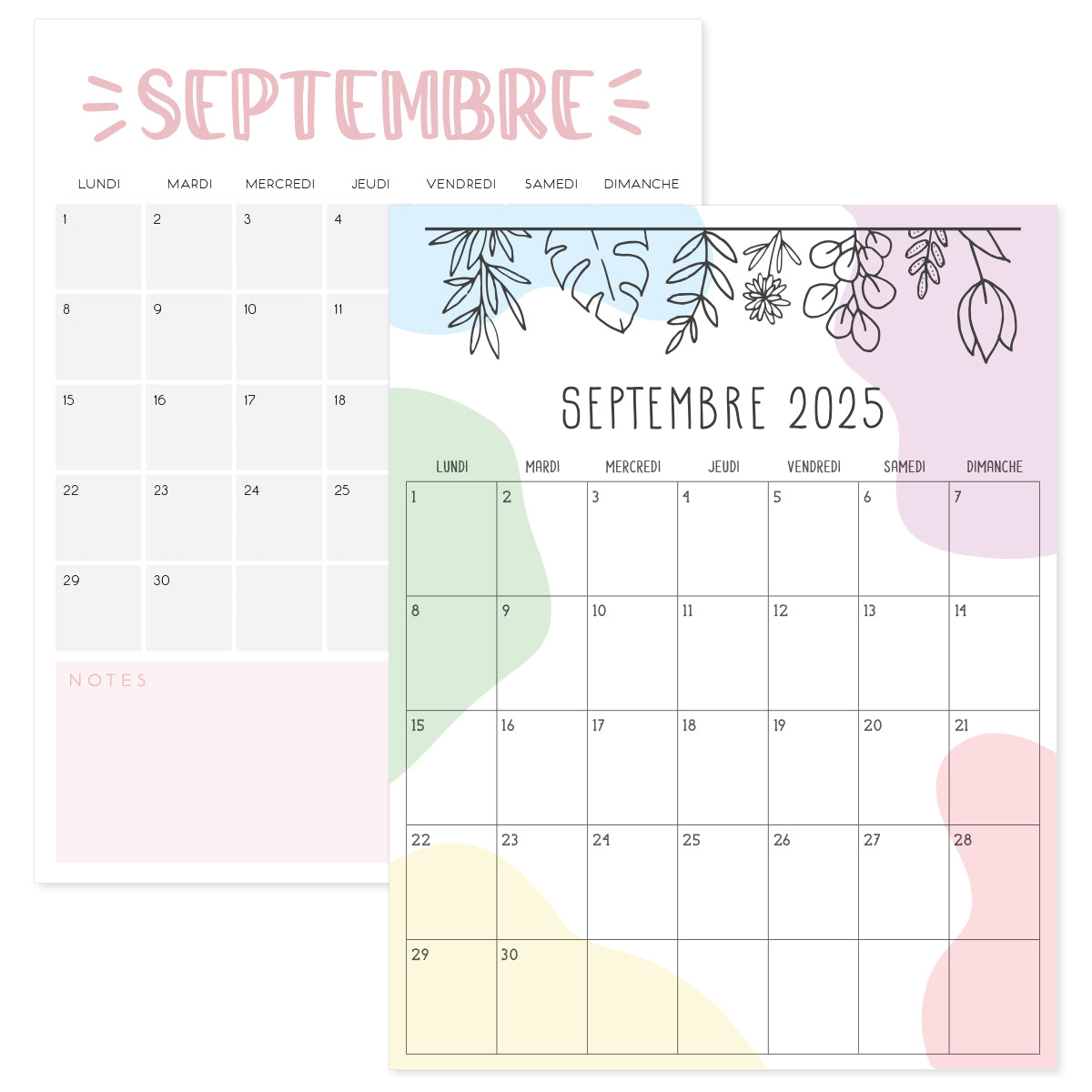calendrier septembre 2025