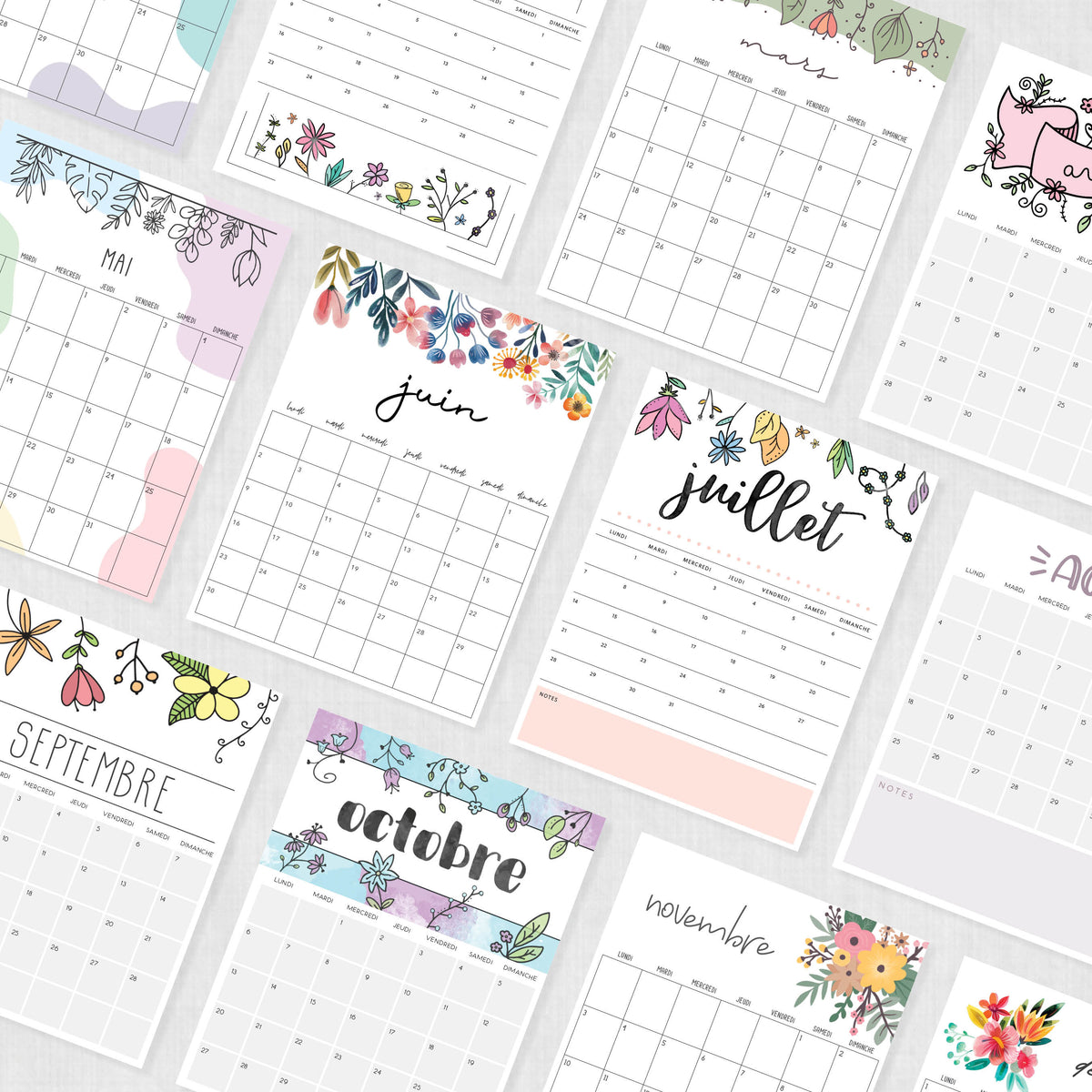 calendrier vierge