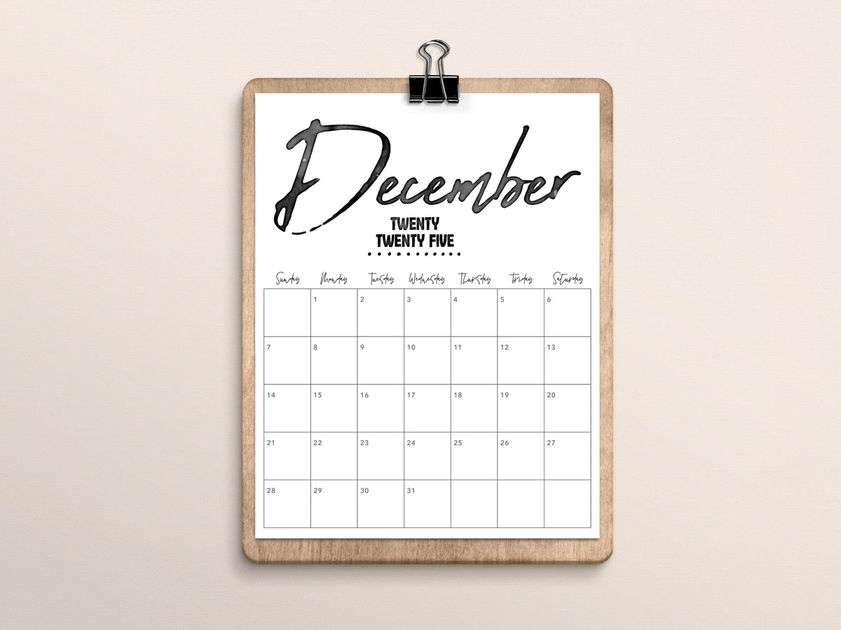 december 2025 calendar