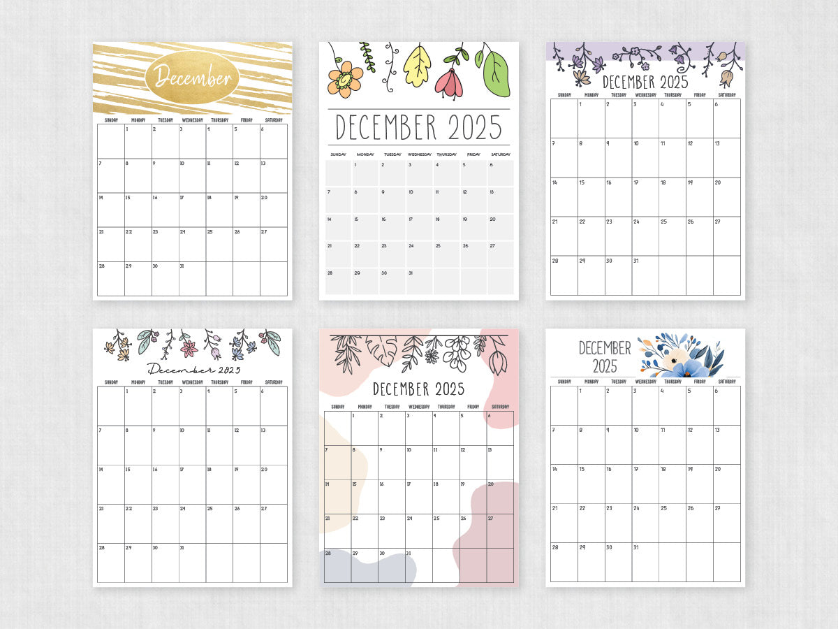 december 2025 printable calendar
