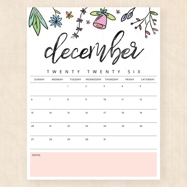 december 2026 calendar playful prairie