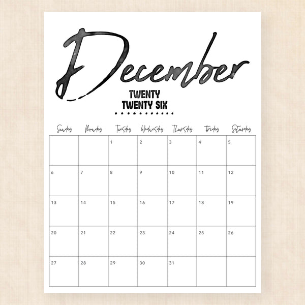 december 2026 calendar zebra zest